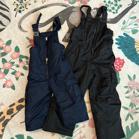 2 pair kids snowbibs snow pants navy size 3 and black size 4 - Picture 1 of 1